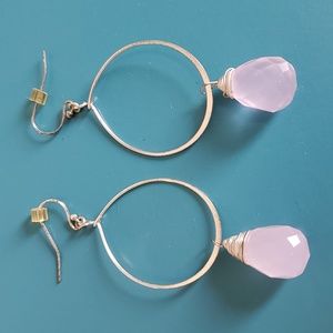 Silver & pink quartz earrings